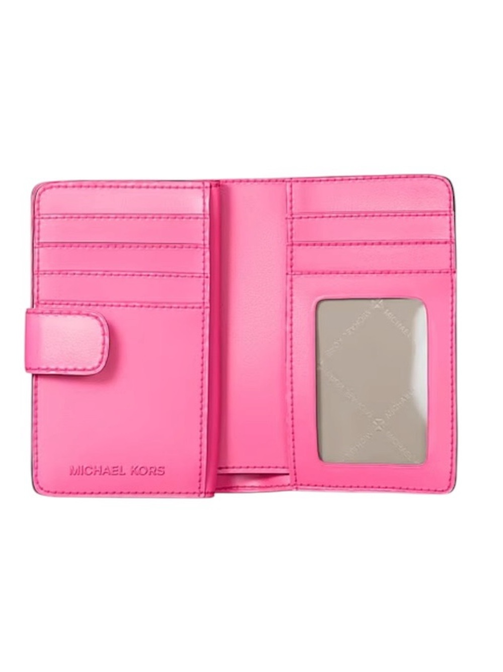 NWT Michael Kors Jet Set Medium Bifold Wallet - Dragonfruit Floral Pink - Picture 3 of 9